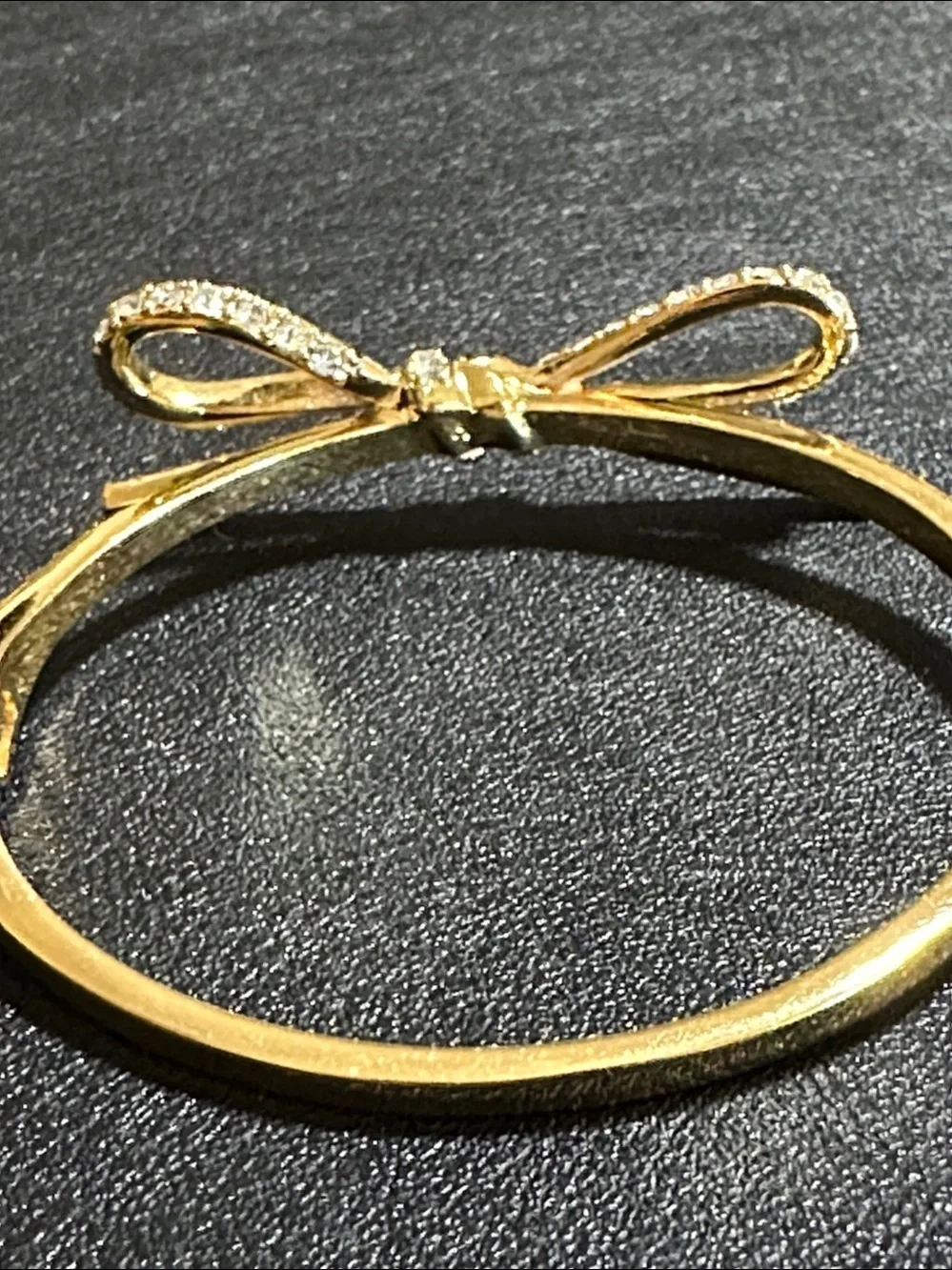 Kate Spade New York Skinny Mini Pave’ Gold Plate Bow Hinged Bangle Bracelet